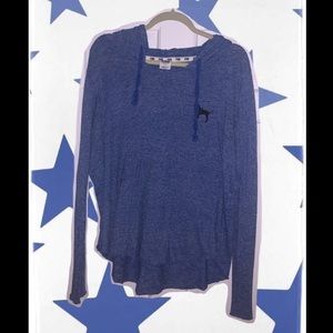 Blue with white stitching thin PINK hoodie